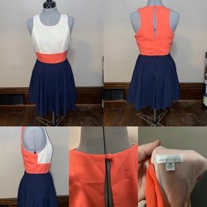 Charming Charlie Cream/Coral/Navy Dress
